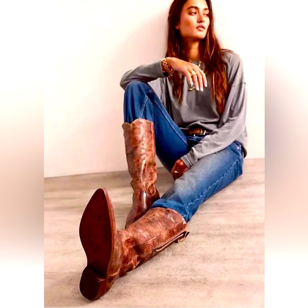 We the Free Allistar Brown Leather Cowboy Boots. - Picture 2 of 9